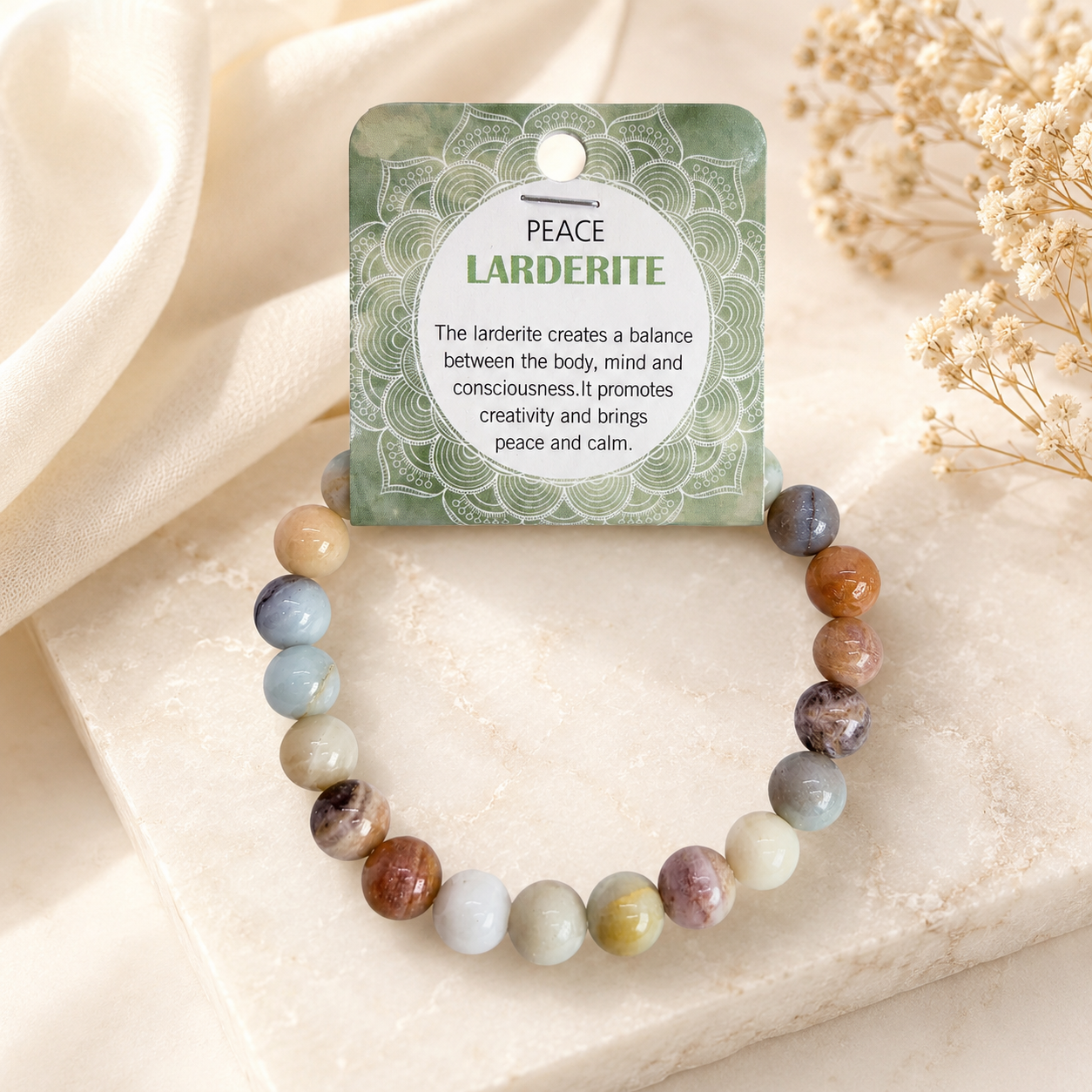 Natural Larderite Stone Bracelet 8mm