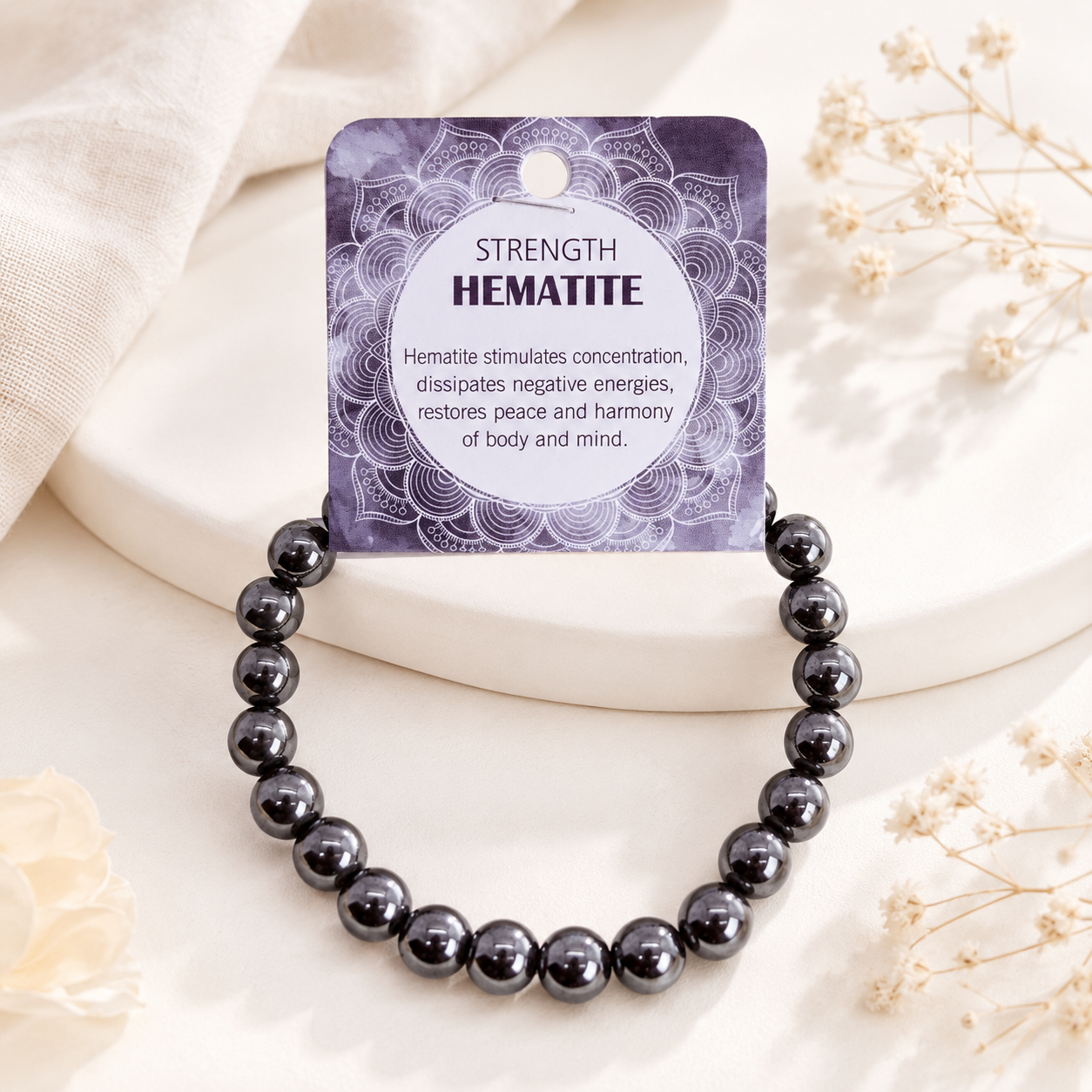 Natural Hematite Stone Bracelet 8mm