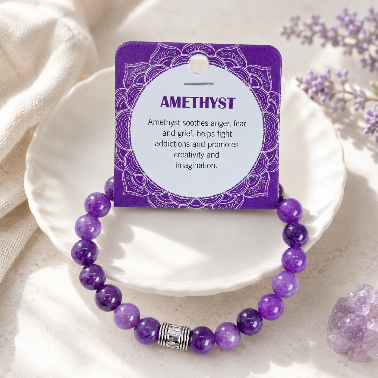 Natural Amethyst Stone Bracelet 8mm