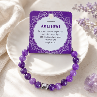 Natural Amethyst Stone Bracelet 8mm