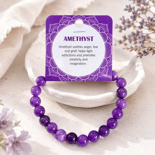 Natural Amethyst Stone Bracelet 8mm