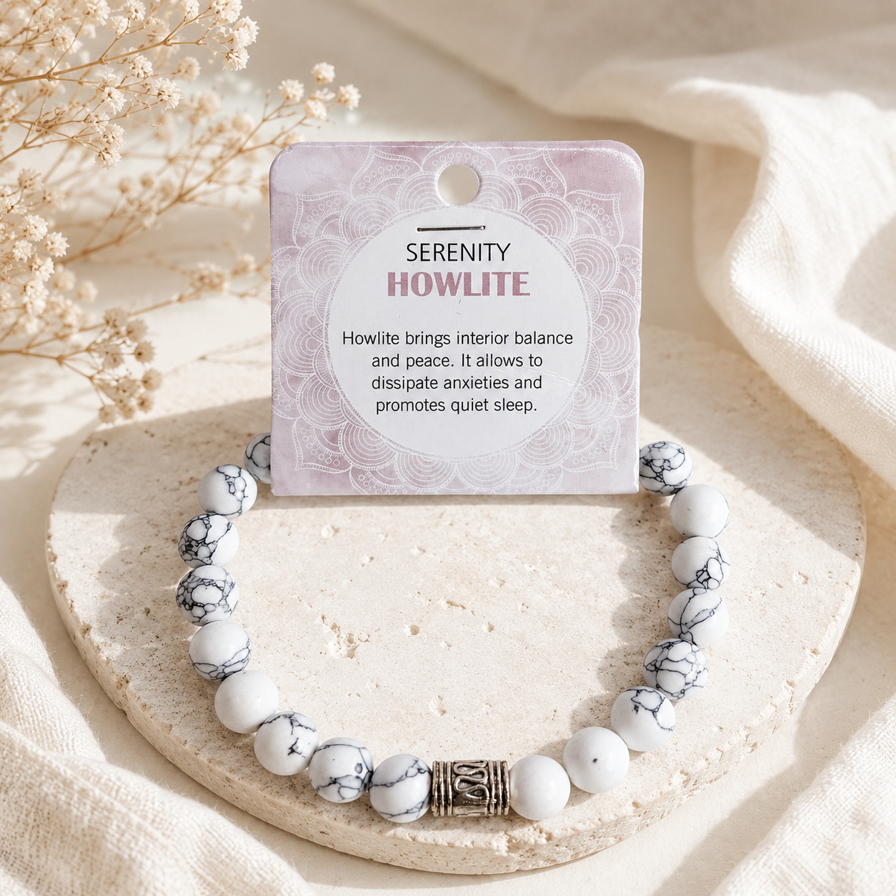 Natural Howlite Stone Bracelet 8mm