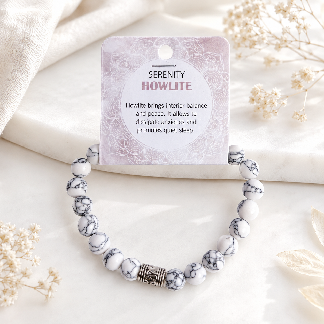 Natural Howlite Stone Bracelet 8mm