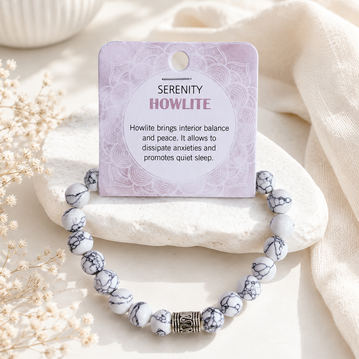 Natural Howlite Stone Bracelet 8mm