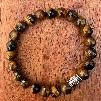 Natural Tiger Eye Stone Beaded Bracelet 8mm