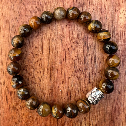 Natural Tiger Eye Stone Beaded Bracelet 8mm
