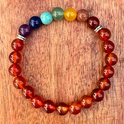 Natural Red Agate Stone Bracelet 8mm